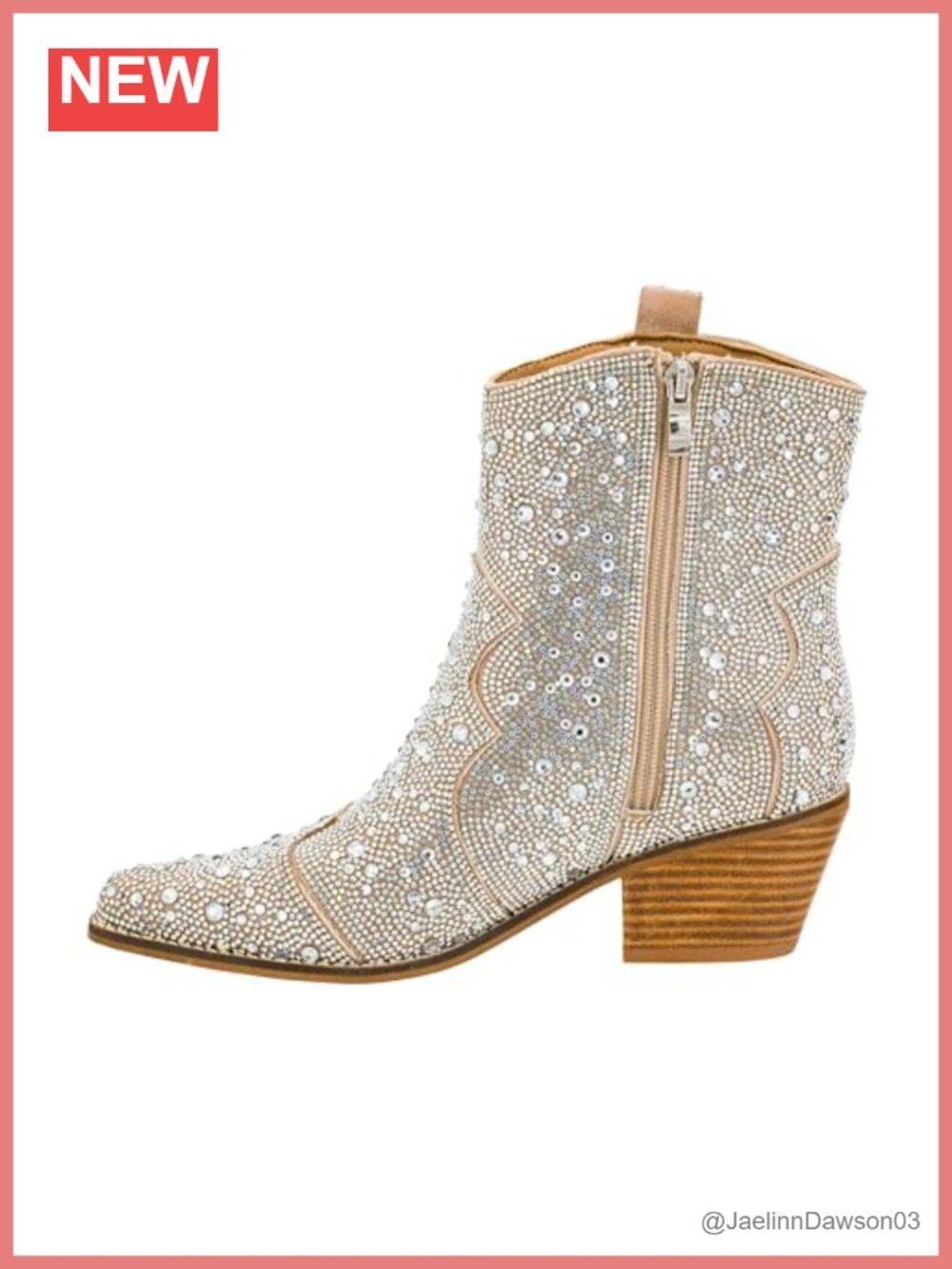 Womens Heeled Ankle Bootie Pointed Toe Zip Rhinestones 2.5 Inch Heel